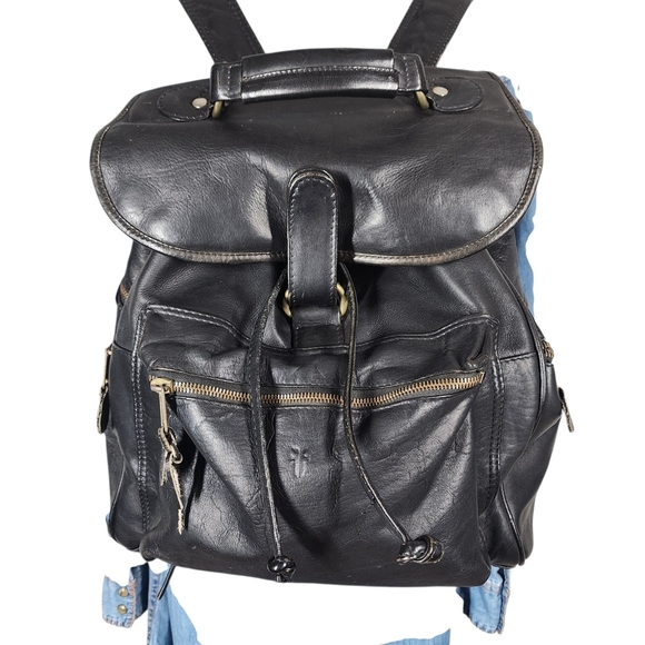 FRYE BLACK LEATHER BACKPACK